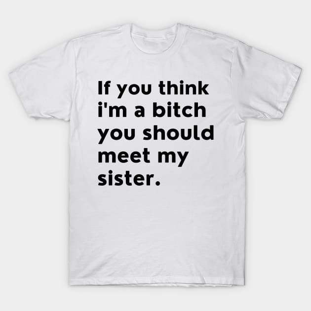 If You Think Im A Bitch You Should Meet My Sister Shirt Fun T-Shirt If You Think Im A Bitch You Should Meet My Sister Shirt Fun T-Shirt