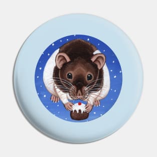 Hooded Rat Christmas Pudding Pin