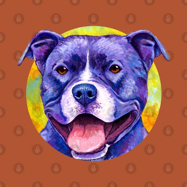 Peppy Purple Pitbull Terrier Dog by rebeccawangart