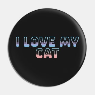 I Love My Cat Classic Video Game Graphic Peach Purple Blue Gradient Pin