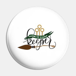 Black 'I'm A Keeper' Pun - Green Pin