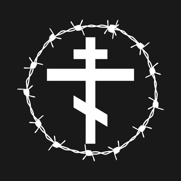 Eastern Orthodox Cross Barbed Wire Metal Hardcore Punk Pocket by thecamphillips