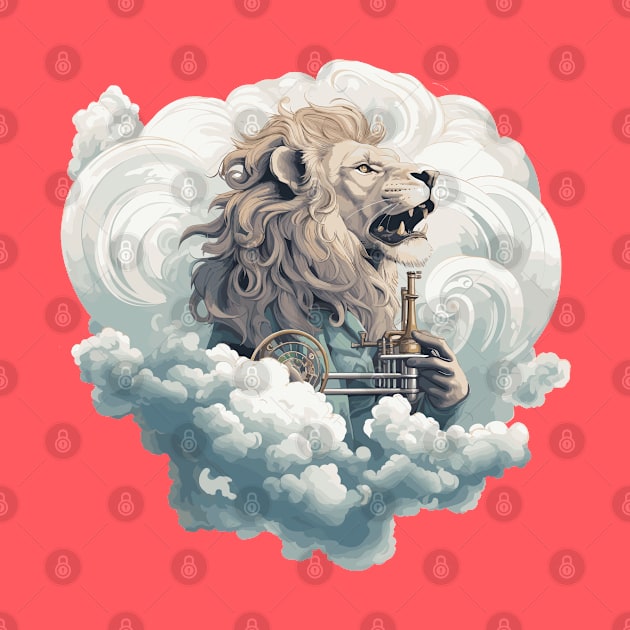 Lion With A Trumpet In the Clouds by Graceful Designs