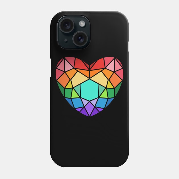 LGBTQ Pride Flag Gemstone Heart Design Phone Case by GJ Design 