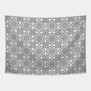Black and white floral mandala print pattern Tapestry