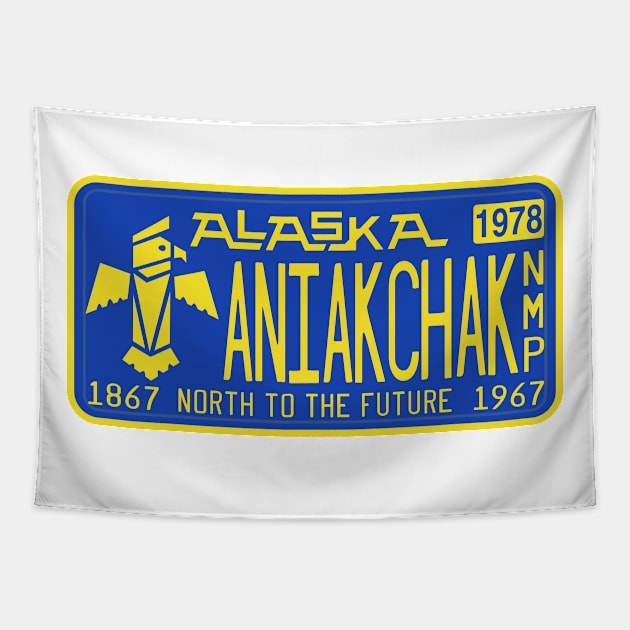 Aniakchak National Monument and Preserve license plate Tapestry by nylebuss