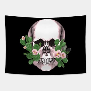 Sugar skull with succulents plants, cool funny cute mask Tapestry