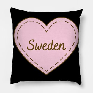 I Love Sweden Simple Heart Design Pillow