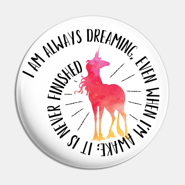 The Last Unicorn "Always Dreaming" Pin by LittleBearArt