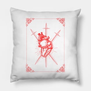 3 of swords tarot card Pillow