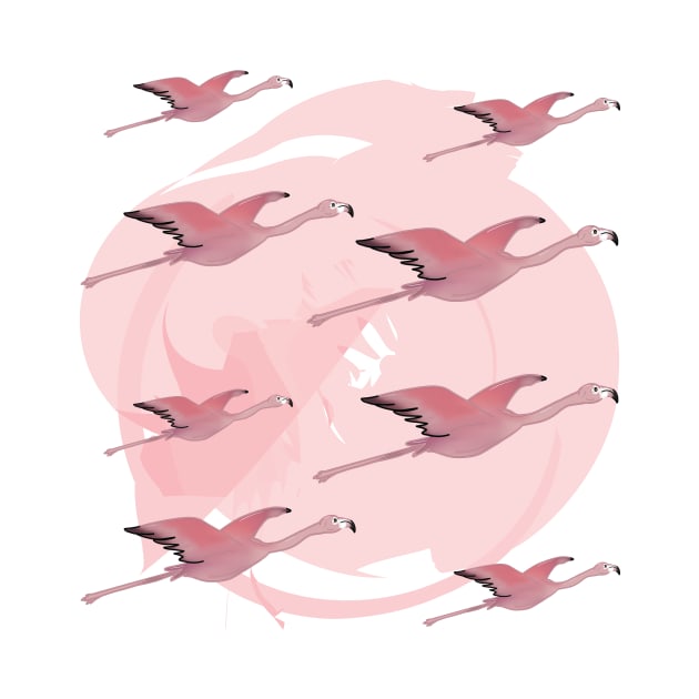 Just Flying Flamingos by eeliseart