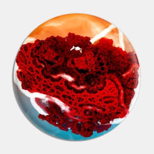 fractal print of porous red stone in fog Pin