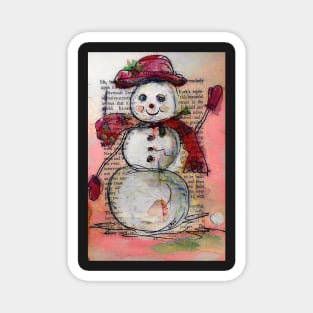 Snowman with Red Hat and Scarf Magnet