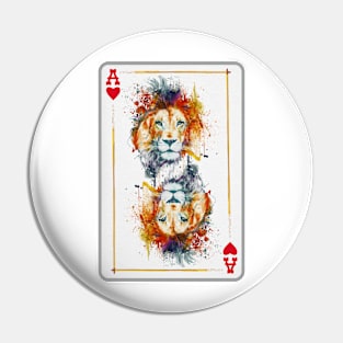 Lion Head Ace of Hearts Playing Card Pin