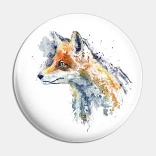 Watercolor Portrait - Cute Fox Profile Pin