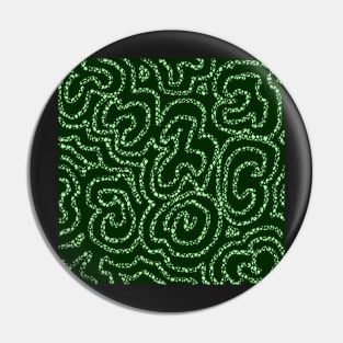 Textured Light Green Doodle on Dark Green Abstract Pin