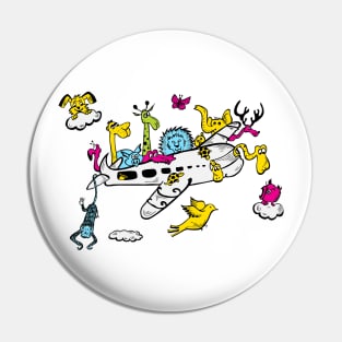 Cartoon Animal Airplane Pop Art Pin