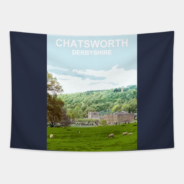 Chatsworth Derbyshire Peak District. Travel location poster Tapestry by BarbaraGlebska