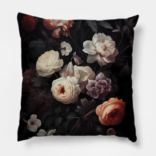 Vintage gothic floral bouquet with peonies and roses Pillow