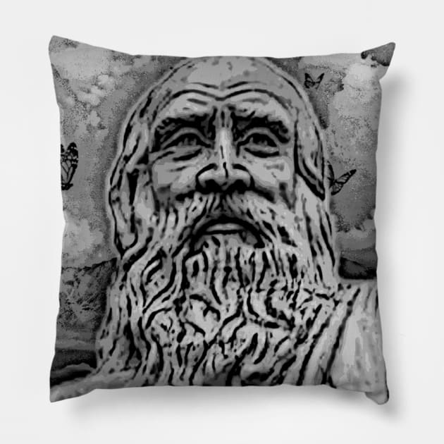 Diogenes Black And White Portrait | Diogenes Artwork Pillow by JustLit