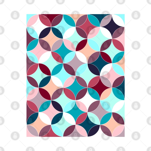 Overlapping vintage circles pattern, colorful interlocking round shapes background by KINKDesign