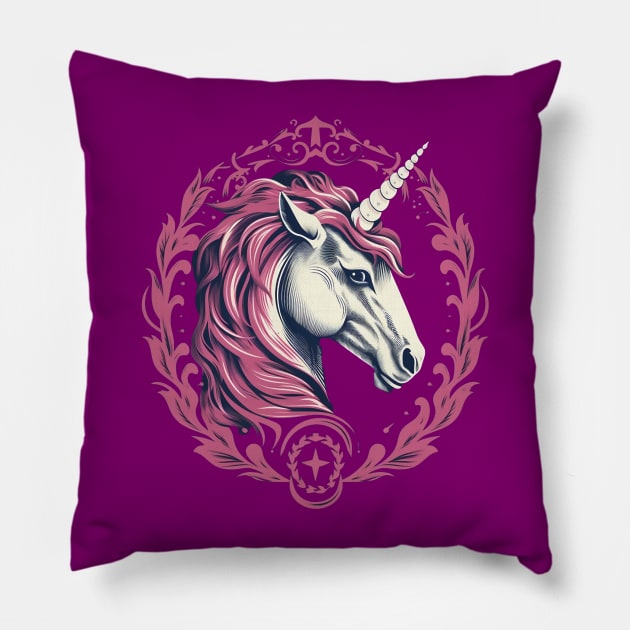 Unicorn Crest Pillow by DavidLoblaw
