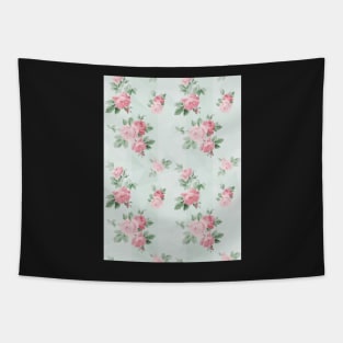 Pink and Teal Shabby Chic Vintage Roses Tapestry