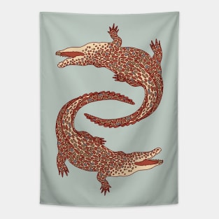 Crocodiles (Calm Beige and Gray Palette) Tapestry