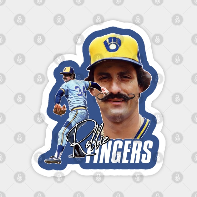 Retro Rollie Fingers Handlebar Crew Tribute Magnet by darklordpug