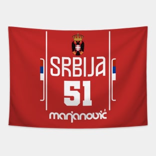 Boban Marjanovic Retro Serbia Euro Basketball Fan Art Tapestry
