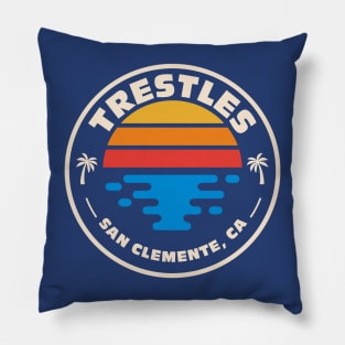 Retro Trestles San Clemente California Vintage Beach Emblem Pillow