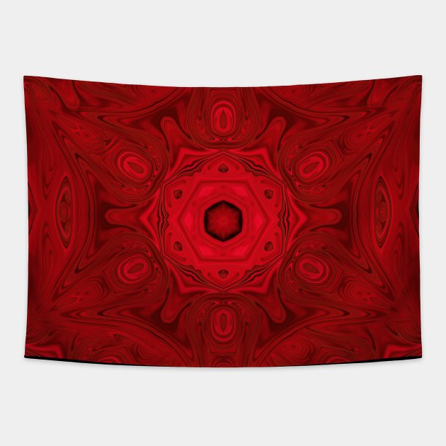 Bold red sacred kaleidoscope Tapestry by hereswendy