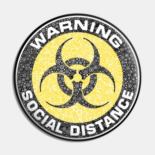 Warning Social Distance Yellow Circle Design Pin