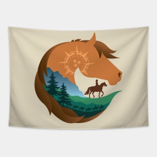 Horse Head Trail Riding Silhouette • Forest Tapestry