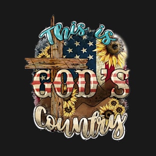 This Is God's USA Country Christian Sunflower American Flag T-Shirt