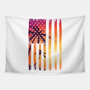 Summer Sunset Palm Trees American Flag Cool Spring Beach Tank Top Tapestry