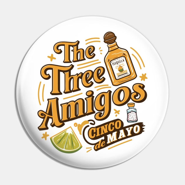 The 3 Three Amigos Tequila Lime Salt Shaker Cinco De Mayo Design Pin by TF Brands