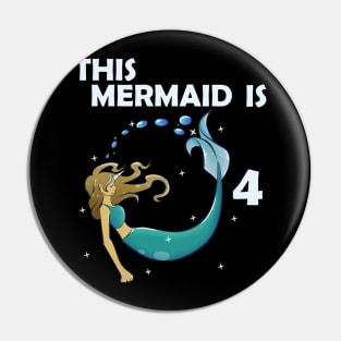 4th Birthday Mermaid Pin