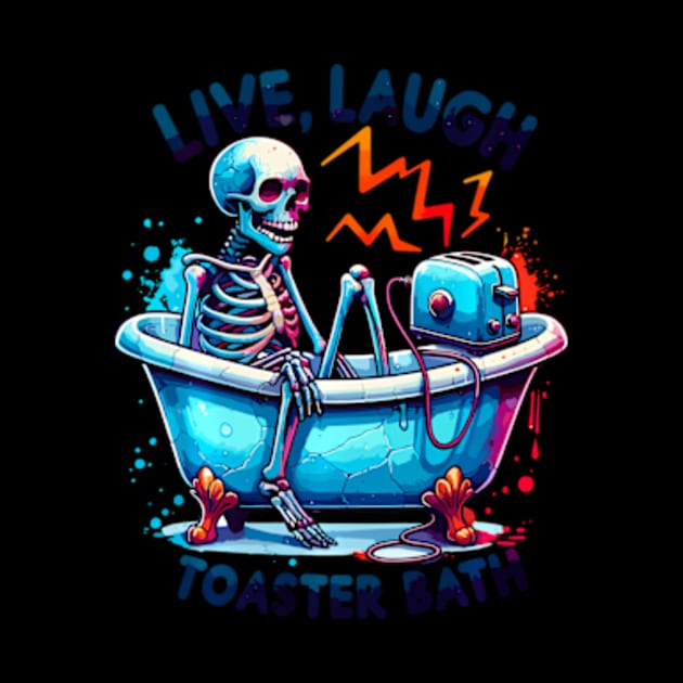 Live Laugh Toaster Bath Skeleton by Ro Go Dan