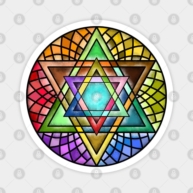 Rainbow Star of David Stained Glass Art Magnet by Mey Designs