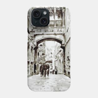 Carrer del Bisbe - Barcelona Black and White Phone Case