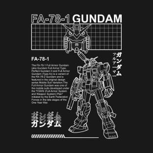 Gundam FA 78 1 Black and White Streetwear Shirt mobile suit T-Shirt