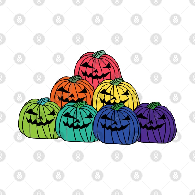 Colorful Spooky Halloween Horror Pumpkin Patch by ellenhenryart