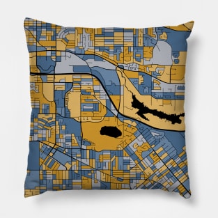 Burnaby Map Pattern in Blue & Gold Pillow