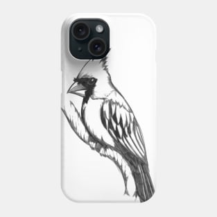 Northern Cardinal - Pencil Bird Illustration Phone Case