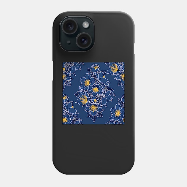 Christmas rose dark blue Phone Case by kobyakov