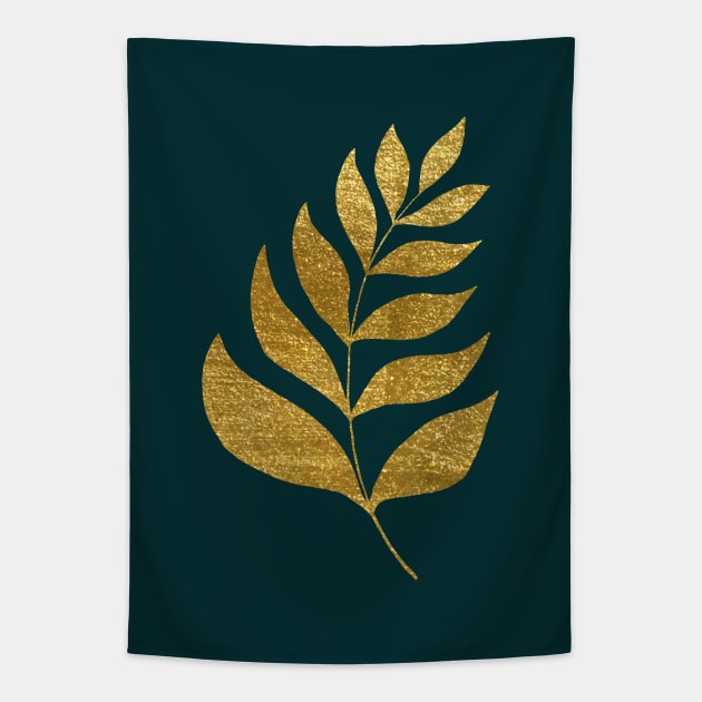 Simple branch - green and gold Tapestry by wackapacka