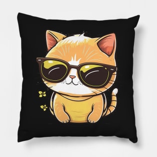 Cute ginger cat wearing sunglasses Pillow