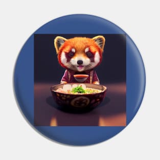 Kawaii Red Panda Eating Ramen Pin