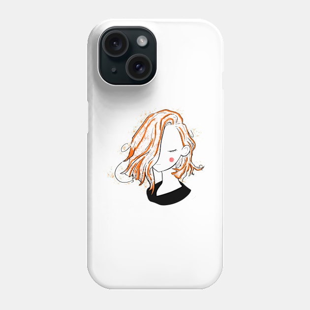 Pretty girl short hairstyles - red black Phone Case by Uwaki